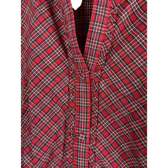 St Johns Bay Red Plaid Tartan Button Up Shirt Top Preppy Tailored Holiday Large - Picture 5 of 12